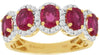 2.59CT DIAMOND & AAA RUBY 14KT 2 TONE GOLD OVAL & ROUND 5 STONE ANNIVERSARY RING