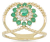 ESTATE .72CT DIAMOND & AAA EMERALD 14KT YELLOW GOLD 3D LOVE KNOT FLOWER FUN RING