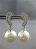 LARGE .6CT DIAMOND & AAA SOUTH SEA PEARL 18K WHITE GOLD JOURNEY HANGING EARRINGS
