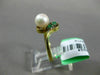 ESTATE .05CT AAA EMERALD & SOUTH SEA PEARL 14KT YELLOW GOLD 3D ANNIVERSARY RING