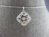 ESTATE .13CT DIAMOND 14KT WHITE GOLD DANCING FILIGREE FLORAL SQUARE FUN NECKLACE