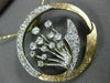 ANTIQUE LARGE 2.5CT OLD MINE CUT DIAMOND 14K TWO TONE GOLD FLOWER PENDANT #2490