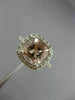 LARGE 2.14CT AAA WHITE SAPPHIRE & MORGANITE 14KT WHITE GOLD HALO ENGAGEMENT RING