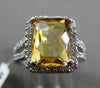 ESTATE 4.95CT DIAMOND & AAA EXTRA FACET YELLOW TOPAZ 14K WHITE GOLD 3D HALO RING
