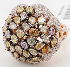 EXTRA LARGE 4.95CT WHITE & MULTI COLOR MULTI SHAPE DIAMOND 18KT ROSE GOLD RING