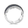 LARGE 1.94CT DIAMOND & AAA SAPPHIRE 14KT WHITE GOLD MULTI ROW ANNIVERSARY RING