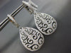 LARGE 1.03CT DIAMOND 18KT WHITE GOLD 3D TEAR DROP FLEUR DE LIS HANGING EARRINGS
