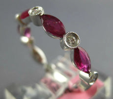 1.22CT DIAMOND & AAA RUBY 18K WHITE GOLD MARQUISE & ROUND SEMI ETERNITY FUN RING