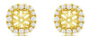 ESTATE 0.43CT DIAMOND 14KT YELLOW GOLD 3D HALO SQUARE FLOWER JACKET EARRINGS