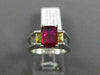 ESTATE 1.56CT RUBY & YELLOW SAPPHIRE 14KT WHITE GOLD 3D 3 STONE ENGAGEMENT RING