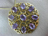 ANTIQUE VICTORIAN 14CT AAA AMETHYST 14KT YELLOW GOLD FLOWER PIN BROOCH #19164