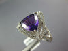 ESTATE LARGE 3.14CT DIAMOND & AAA AMETHYST 14KT WHITE GOLD 3D TRILLION HALO RING
