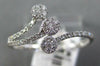 ESTATE .16CT DIAMOND 14KT WHITE GOLD 3D CLASSIC FLOWER CRISS CROSS LOVE RING