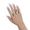 3.43CT DIAMOND & AAA SAPPHIRE 18KT WHITE GOLD 3D OVAL EMERALD CUT & ROUND RING
