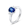 LARGE 2.41CT DIAMOND & AAA SAPPHIRE 18KT WHITE GOLD 3D 3 STONE ENGAGEMENT RING