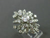 ANTIQUE LARGE 1.14CT OLD MINE DIAMOND 14KT WHITE GOLD FLOWER FUN RING #18870
