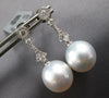 ESTATE .44CT DIAMOND & AAA TAHITIAN PEARL 18K WHITE GOLD 3D FUN HANGING EARRINGS