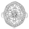 WIDE .23CT DIAMOND 14KT WHITE GOLD 3D MULTI HEART OPEN FILIGREE FLORAL LOVE RING