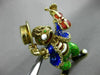 ANTIQUE EXTRA LARGE MULTI COLOR ENAMEL 14KT YELLOW GOLD DANCING CLOWN BROOCH PIN