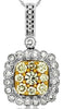 ESTATE .93CT WHITE & FANCY YELLOW DIAMOND 14K WHITE GOLD FLOWER FLOATING PENDANT