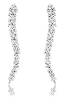 .72CT DIAMOND 14KT YELLOW GOLD 3D ROUND MULTI LEAF FLEXIBLE FUN HANGING EARRINGS