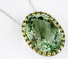 12.7CT AAA YELLOW SAPPHIRE & GREEN AMETHYST 14K WHITE GOLD OVAL FLOATING PENDANT
