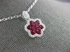 ESTATE 1.07CT DIAMOND & AAA RUBY 18KT WHITE GOLD CLASSIC CLUSTER FLOWER PENDANT