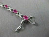 ANTIQUE 3.17CT DIAMOND & AAA RUBY 14K WHITE GOLD LOVE TENNIS BRACELET #18907