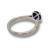 ESTATE 1.85CT DIAMOND & AAA SAPPHIRE 18K WHITE GOLD OVAL & ROUND ENGAGEMENT RING