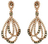 1.02CT WHITE & MOCHA DIAMOND 14KT ROSE GOLD MULTI ROW TEAR DROP HANGING EARRINGS