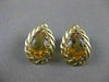 LARGE ANTIQUE PEAR CITRINE 14K YELLOW GOLD FILIGREE POST PUSHBACK EARRINGS 20X14