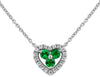 .43CT DIAMOND & AAA TSAVORITE 14KT WHITE GOLD 3 STONE HEART SHAPE LOVE NECKLACE