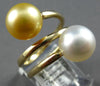 LARGE AAA WHITE & GOLDEN SOUTH SEA PEARL 18KT YELLOW GOLD CRISS CROSS LOVE RING