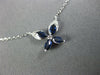 ESTATE .42CT DIAMOND & AAA SAPPHIRE 14KT WHITE GOLD 3D BUTTERFLY LOVE NECKLACE