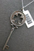 .09CT DIAMOND 14KT WHITE GOLD ETOLIE FOUR LEAF CLOVER KEY TO YOUR HEART PENDANT
