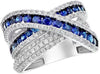 LARGE 2.52CT DIAMOND & AAA BLUE SAPPHIRE 14KT WHITE GOLD MULTI ROW INFINITY RING