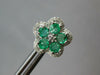 ESTATE 1.80CT DIAMOND & AAA EMERALD 18KT WHITE GOLD CLASSIC FLOWER STUD EARRINGS
