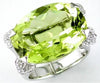 LARGE 17.10CT DIAMOND & AAA LEMON QUARTZ 14K WHITE GOLD OVAL & ROUND SUMMER RING