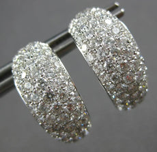 LARGE 2.98CT DIAMOND 18KT WHITE GOLD 3D MULTI ROW HUGGIE HOOP HANGING EARRINGS