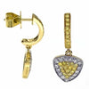 .55CT WHITE & FANCY YELLOW DIAMOND 18KT 2 TONE GOLD TRIANGULAR HANGING EARRINGS