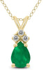 .73CT DIAMOND & AAA EMERALD 14KT YELLOW GOLD PEAR SHAPE & ROUND FLOATING PENDANT