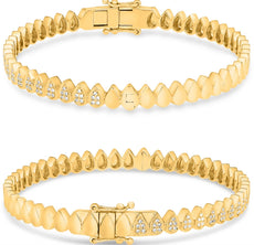 .26CT DIAMOND 14KT YELLOW GOLD ROUND PEAR SHAPE MULTI TEAR DROP BANGLE BRACELET