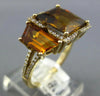 LARGE 6.27CT DIAMOND AAA CITRINE 14K YELLOW GOLD SQUARE & TRAPEZOID 3 STONE RING