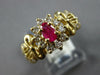 ESTATE .69CT DIAMOND & AAA RUBY 14KT YELLOW GOLD 3D FLOWER FILIGREE BOW FUN RING