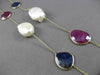 ANTIQUE 6.0CTW AAA MULTI COLOR GEM & PEARL BY THE YARD 14KT YELLOW GOLD NECKLACE
