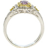 .74CT WHITE PINK & FANCY YELLOW DIAMOND 18K WHITE ROSE GOLD HALO ENGAGEMENT RING