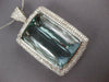 ESTATE MASSIVE 65CT DIAMOND & AAA AQUAMARINE 14KT WHITE GOLD EMERALD CUT PENDANT