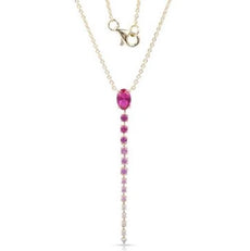 .88CT DIAMOND & AAA RUBY 14KT YELLOW GOLD 3D OVAL & ROUND RAINBOW LOVE NECKLACE