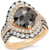 LARGE 4.96CT WHITE & BLACK DIAMOND 18KT ROSE & BLACK GOLD 3D ENGAGEMENT RING