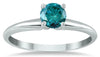 ESTATE .30CT BLUE DIAMOND 14KT WHITE GOLD 3D CLUSTER SOLITAIRE ENGAGEMENT RING